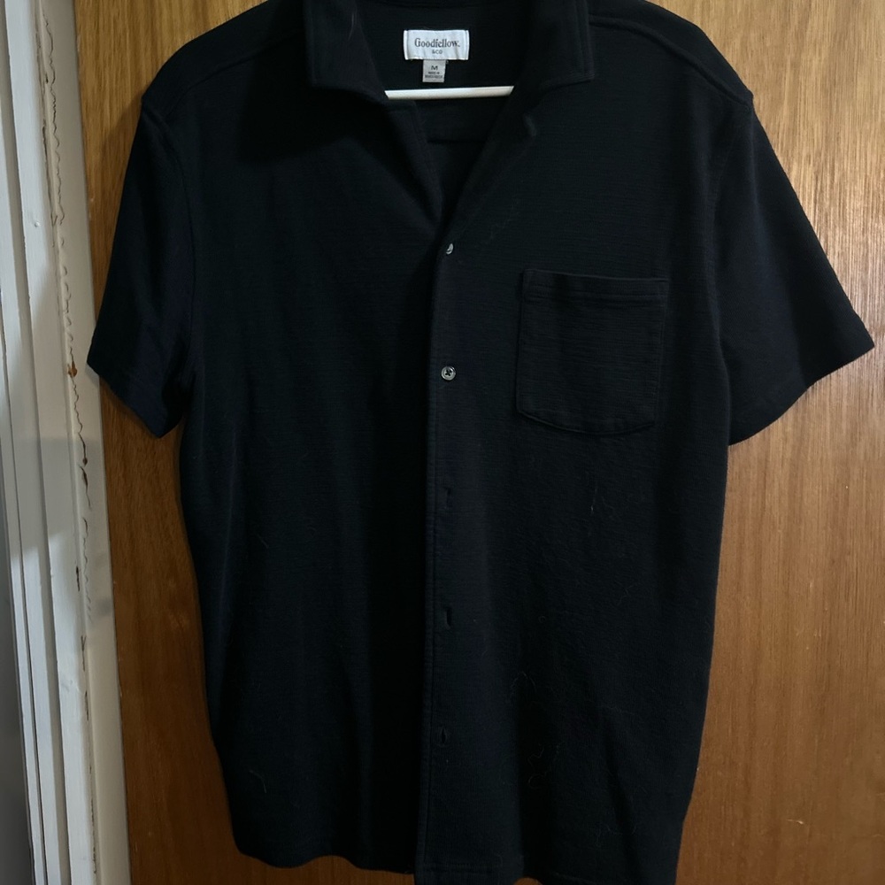 Goodfellow & Co Black Short-Sleeve Button-Down Shirt